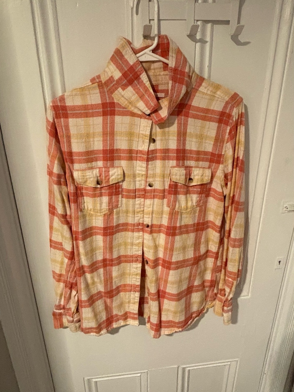 O'Neill Orange & Cream Plaid Button-Down Shirt